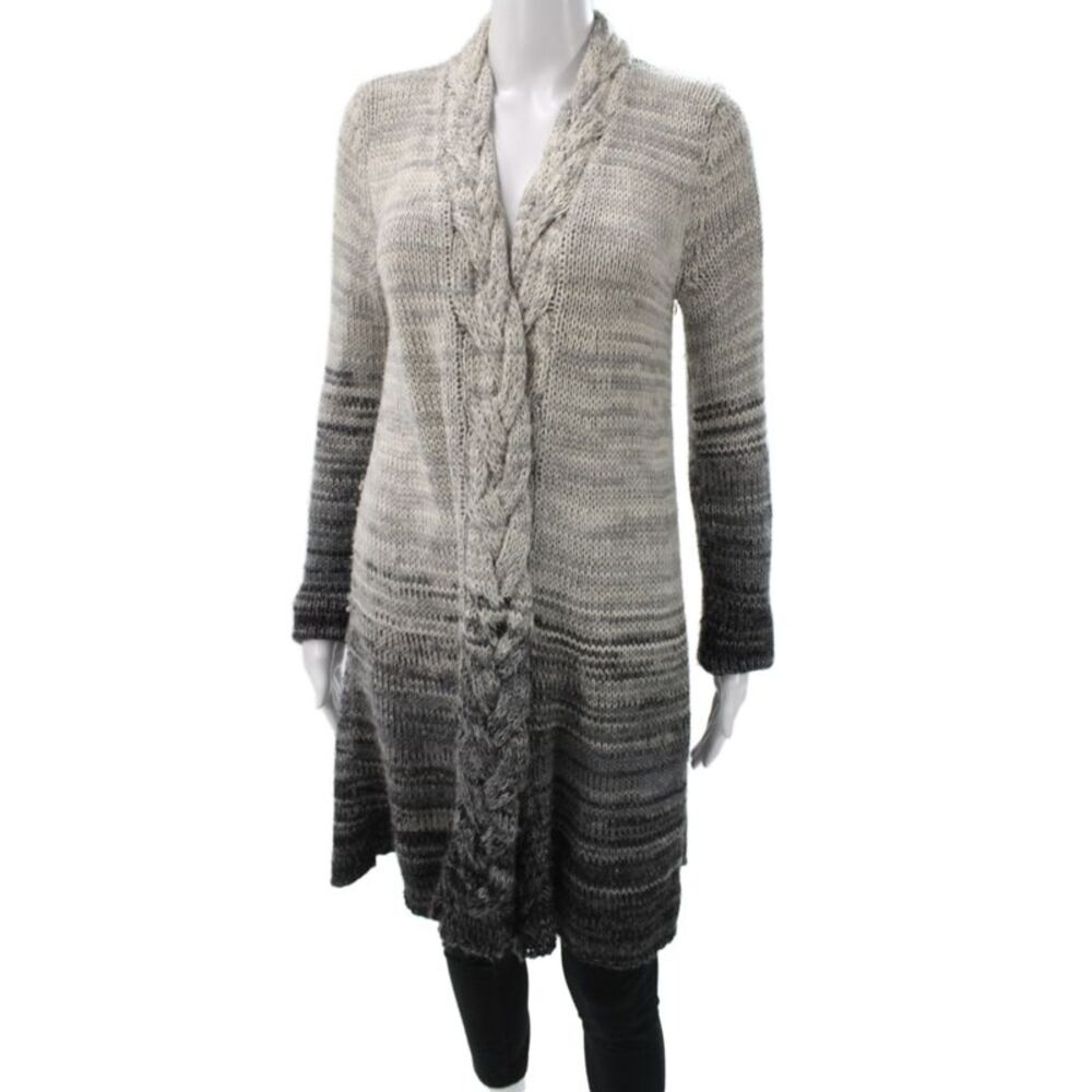 Calypso Saint Barth Women Gray Striped Cardigan Long Sleeve Size XS